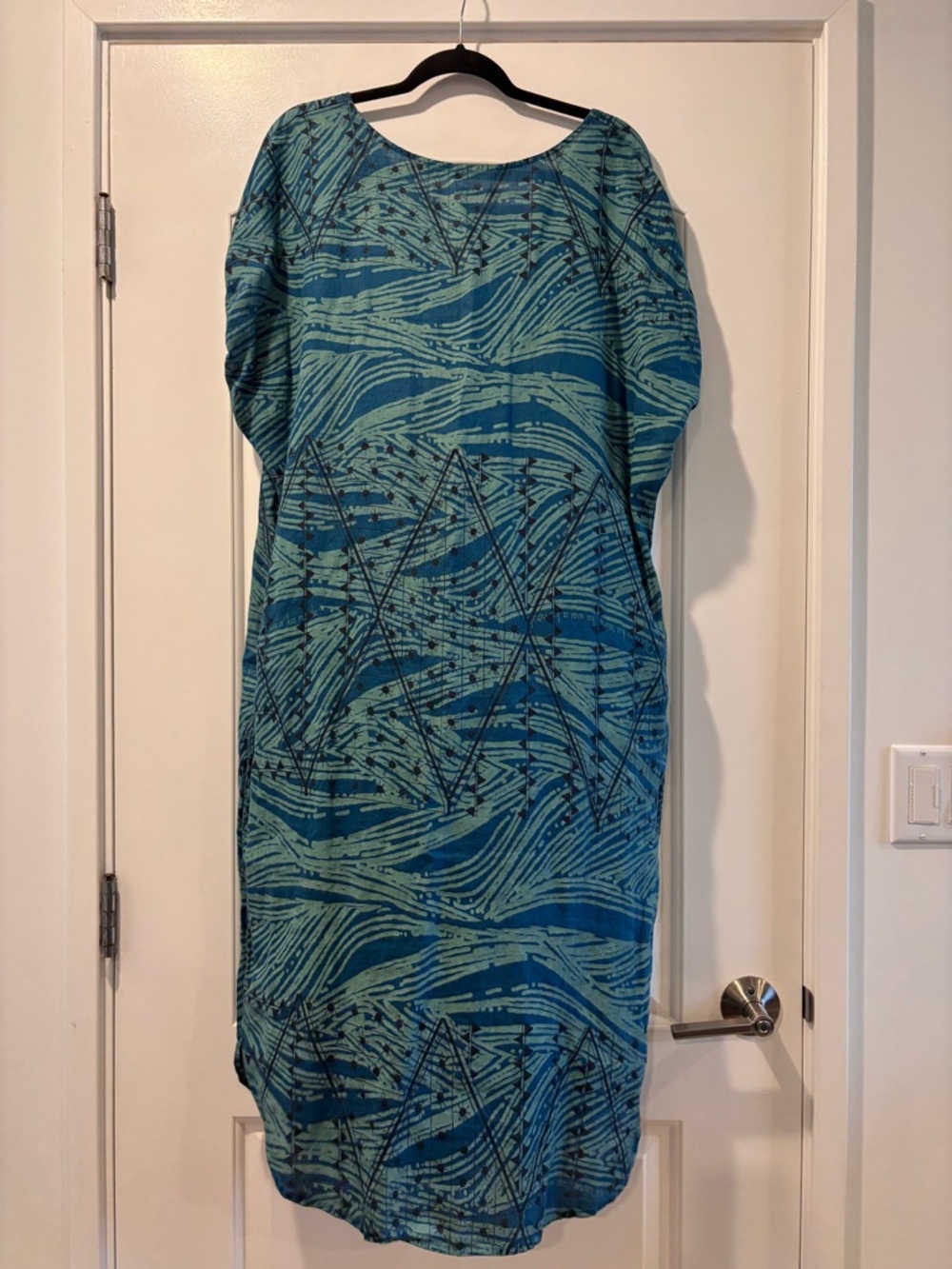 Blue Teal Patterned Maxi Dress - Casual Women's Dress